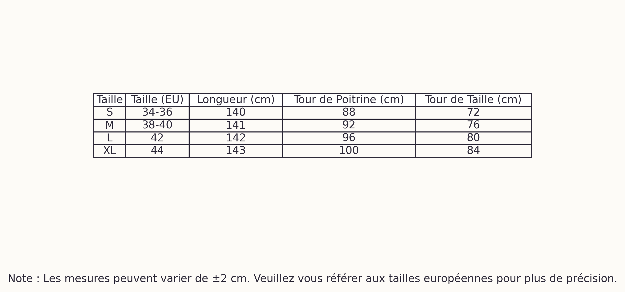 Guide des tailles
