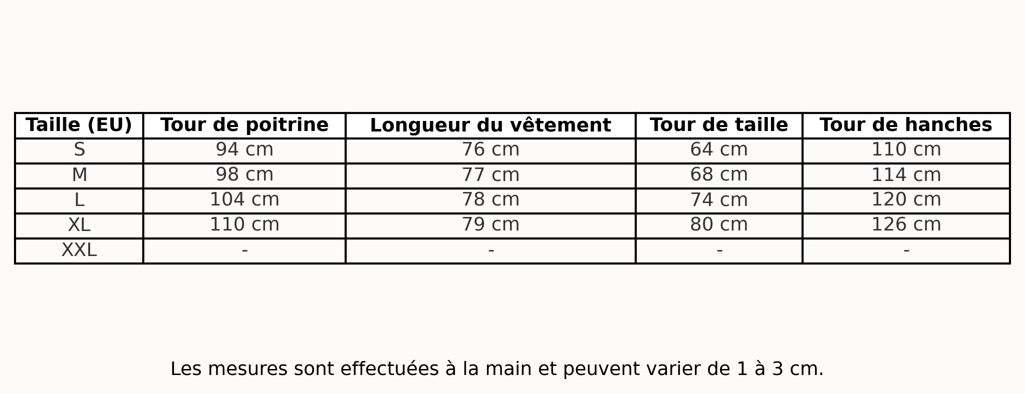 Guide des tailles